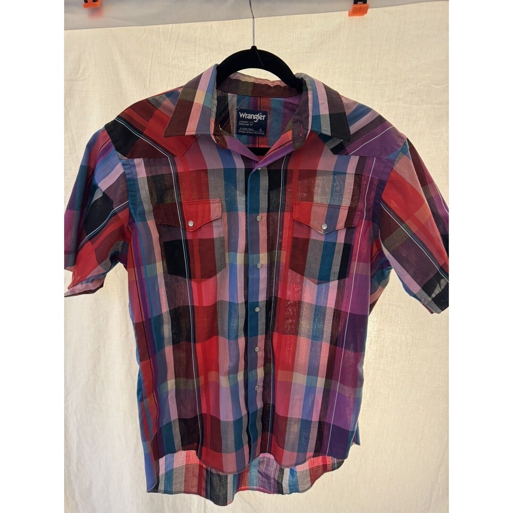 Vintage Wrangler Shirt Cowboy Cut Western Pearl Snap Single Needle Men 16 X-Long